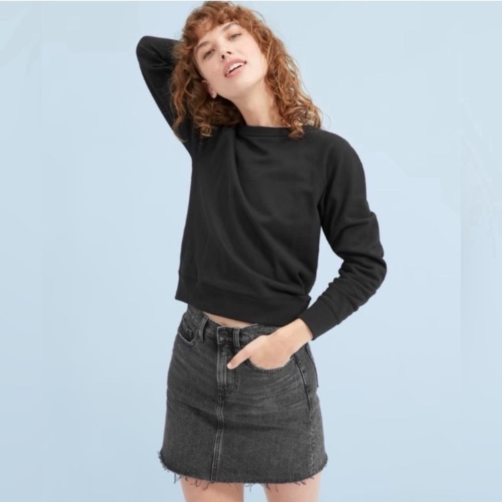 Everlane Denim Black Cut Off Mini Skirt